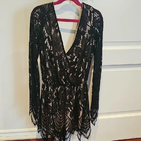 Love, Fire Black Lace Dress w pants